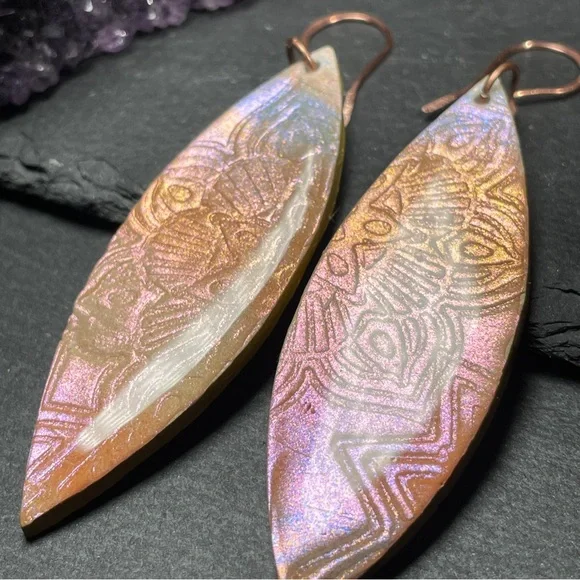 Pink and Orange Sunset Tribal Painted
Surfboard Boho Earrings - Picture 12 of 14